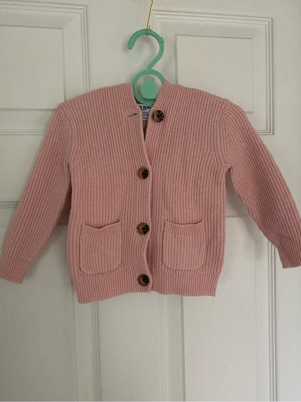 Old Navy Light Pink Ribbed Button-Front Toddler Cardigan